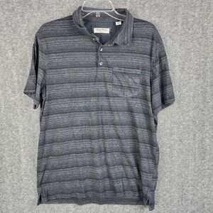 English Laundry Polo Shirt Mens L Space Dye Charcoal Chest Pocket EUC
